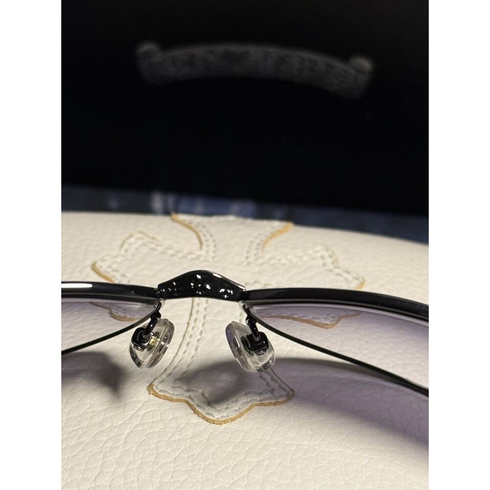 Chrome Hearts Sunglasses Quim SS BML 65-13 126 Silver Black Leather Cross Sun - Picture 8 of 9